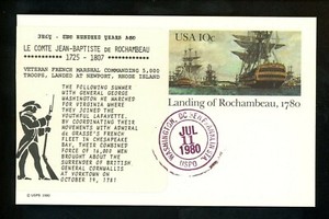 US FDC #UX84 LGS Label 1980 DC Franklin Count Rochambeau Landing Card Unofficial