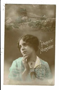 CPA-Carte Postale France - Pensée Française Une jeune femme et un soldat - Picture 1 of 2