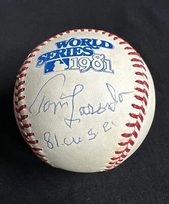 Tommy Lasorda Signed Baseball 1981 WSC WORLD SERIES CHAMPS PSA DODGERS - Image 1 of 4