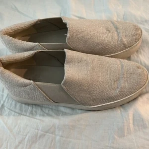 Vince Shoes Warren Eco Fabric Cream Tan Womens 8M Used - Picture 1 of 6