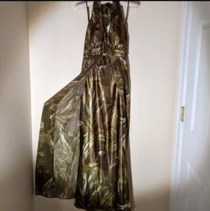 NEW Dress Barn Women's Halter Green Camouflage Maxi Dress  Size 14 - Picture 1 of 12