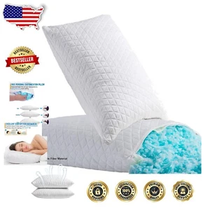 Luxurious Shredded Cooling Memory Foam Pillows - Set of 2 with Removable Covers - Picture 1 of 9