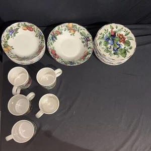 Vintage Sakura Sonoma Fruit Dinnerware Set-5 Mugs,8 Plates,6 Bowls,1 Large Bowl - Picture 1 of 24