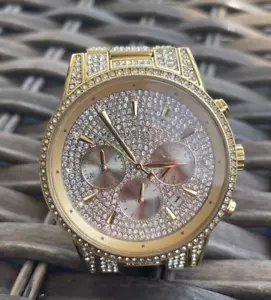 Orologio Michael Kors Collezione Oro Glitz Ritz Pave Cristalli Tondo BATTERIA NUOVA - Foto 1 di 8