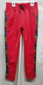 Puma Girls Pink Athletic Track Workout Pants Size Medium Multicolor Side Stripe - Picture 1 of 12