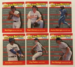 2 juegos de tarjetas Fleer For The Record 1989 Clemens Mattingly Boggs Maddux - Imagen 1 de 2