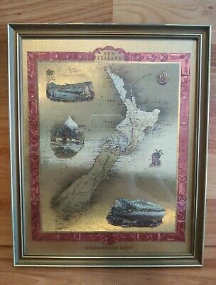 Map Of New Zealand By John Tallis 1851 In Gold, 8x10 Inch Frame, Antique • 63.98$
