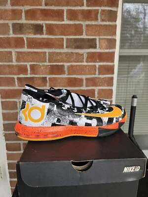 Nike KD 6 ID SZ 10.5 DS MVP Print Black White Orange Yellow Halloween - Image 1 of 4