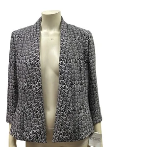 Kasper Womens Black & White Patterned Open-Front Blazer Jacket Size 6 NWT - Picture 1 of 6