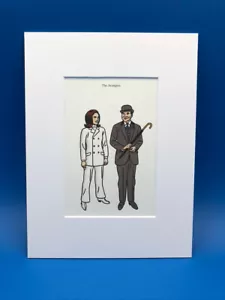 Floc'h The Avengers Emma Peel et John Steed sous passe-partout 18 x 24 cm - Foto 1 di 2