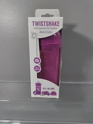 NUEVO BIBERÓN DE ALIMENTACIÓN ANTICÓLICOS TWISTSHAKE 2+M 8 OZ. PÚRPURA LIBRE DE BPA Foto 1 de 4