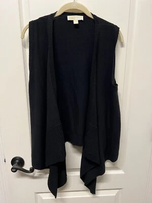 Cárdigan Michael Kors Suéter Mujer M Negro Sin Mangas Frontal Abierto Cortina Foto 1 de 4