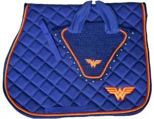 Wonder woman English Saddle Pad with Matching Fly Bonnet Veil - Picture 1 of 1