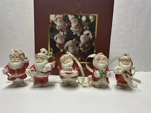 LENOX STANDABOUTS SANTA CLAUS SET OF 5 PORCELAIN ORNAMENTS- ORIGINAL BOX- - Picture 1 of 5