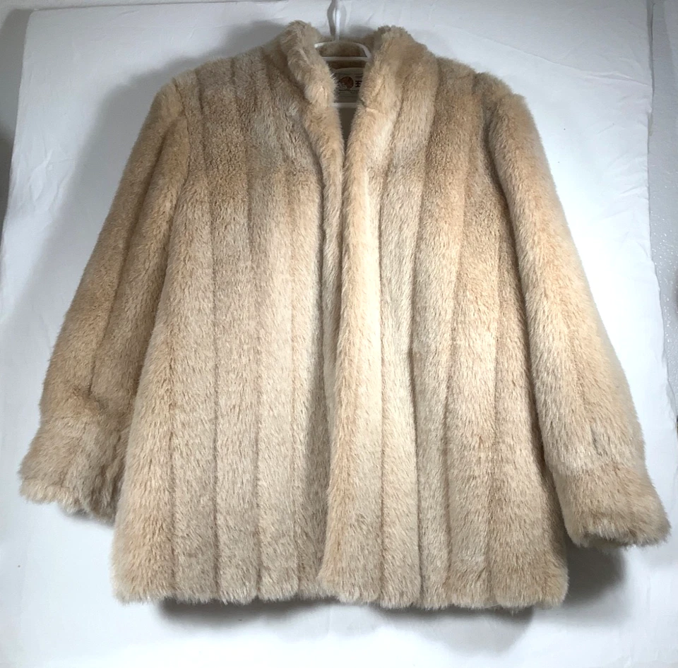 Abrigo de piel sintética vintage para mujer forrado satinado mafia esposa discoteca Foto 1 de 4