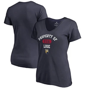 Women's Navy USA Luge Property Of V-Neck T-Shirt - Picture 1 of 3