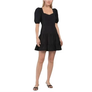 French Connection Black Sweetheart Puff Sleeve Dress. Size 8. NWT! - Picture 1 of 20