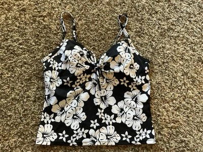 Vintage Victoria Secret Tankini Top 34B Black And White VGUC - Image 1 of 4