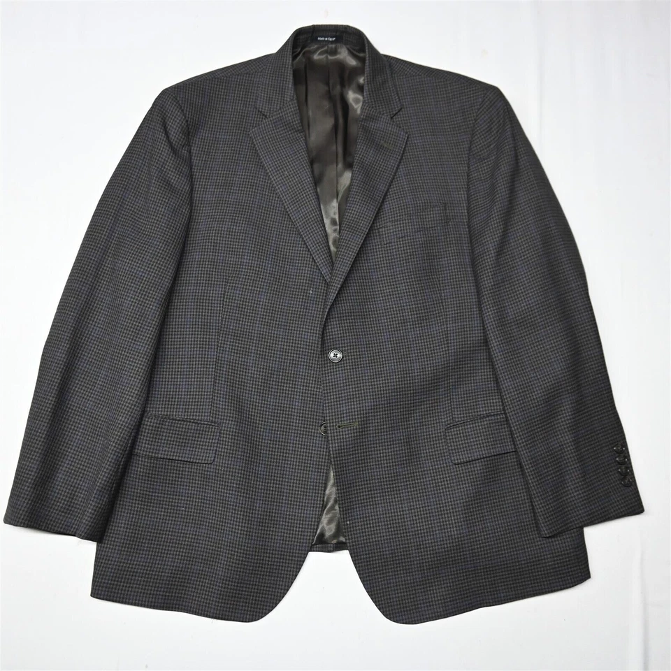 Blazer masculino Joseph & Feiss 44S azul marrom xadrez 100% lã terno jaqueta casaco esportivo - Imagem 1 de 4