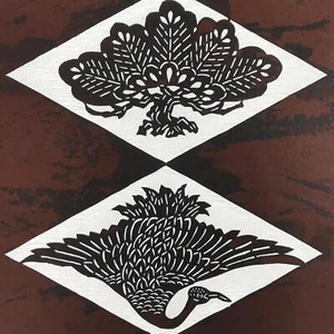 Antique Japanese Katagami Paper Kimono Stencil Katazome Crane Tsuru Pine A654 - Picture 1 of 10