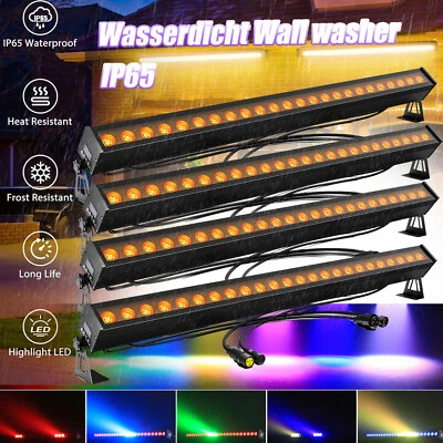 4stk 192W 24 LED Wall Washer Licht Bar Bühnenlicht DMX Party Show DJ Wasserdicht - Bild 1 von 4