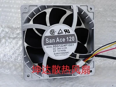 1 PCS  SANYO  Fan  9SG1224P1G01  DC 24V 2A  12038 12CM 3 pin Aluminum frame fan - Image 1 of 3