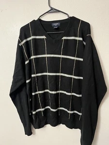 Dockers Mens Sweater Crew Neck XL Black Plaid 100% Acrylic - Picture 1 of 5
