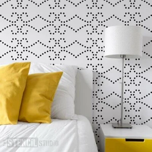 Dotty Swirls Reusable Repeat Pattern Stencil - Wallpaper Effect - Feature Wall - Picture 1 of 7