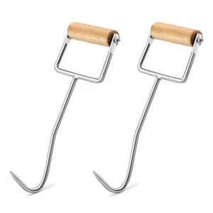2 Pack Hay Hook,Metal Hay Hook with Wooden Handle,Perfect for Picking Up Hay - Picture 1 of 4