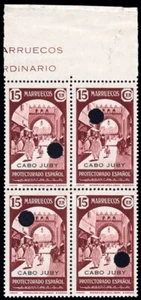 Cabo Juby - Edi ** 114 MT Bl. 4 - 1939 - Habilitados - 15 cts. - Con taladro - Imagen 1 de 1