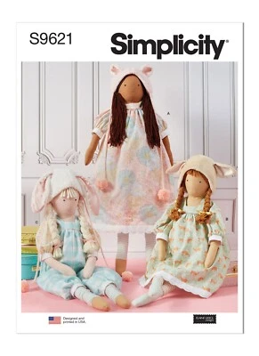 SIMPLICITY 9621 LANKY STUFFED DOLLS WITH CLOTHES Sewing Pattern  Size 26"  66cm - Image 1 of 4