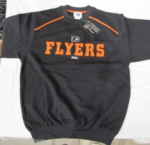 NHL Philadelphia Flyers Embroidered Black Crew Neck Sweatshirt Medium Lee Sport