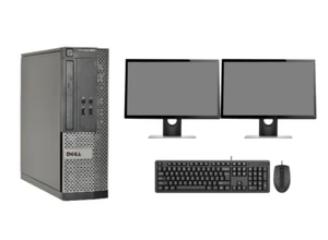 DUAL SCREEN PC DELL/HP DESKTOP COMPUTER SET 16GB RAM SSD i5 4th GEN Windows 10 - Picture 1 of 6