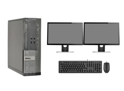 DUAL SCREEN PC DELL/HP DESKTOP COMPUTER SET 16GB RAM SSD i5 4th GEN Windows 10 - Image 1 of 4
