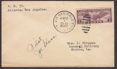 1931 First Flight CAM-33 Atlanta - Los Angeles, pilot Joe Glass signed (A - Image 1 of 2