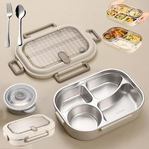 Caja Bento aislada de acero inoxidable apta para microondas (partición de gran capacidad) - Imagen 1 de 16