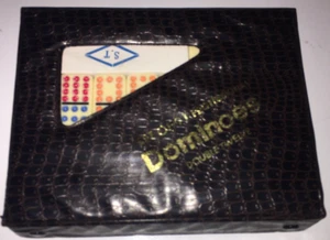 New Double Twelve Professional Dominoes Marbelized Set of 91 in Vinyl Snap Case - Picture 1 of 3