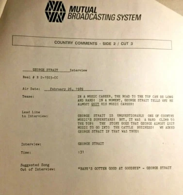 RADIO SHOW: COUNTRY INTERVIEWS 2/20/89 GENE WATSON, DESERT ROSE, PATTY LOVELESS - Image 1 of 4