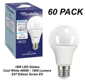 60 x 18W LED Light Globes Bulbs Lamps Cool White 4000K E27 Screw ES - 1800Lm - Picture 1 of 4