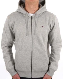 Tommy Jeans Cotton Full zip Hoodie Light Grey Melange- Hooded - Picture 1 of 3
