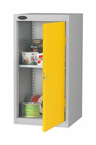 British Made Heavy Duty Lockable Low Steel Storage Cupboard Cabinet & 2 Shelves - Picture 1 of 8