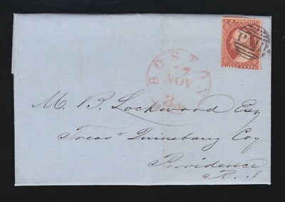 US 10 or 10a 1851 Issue 3c Washington Orange Brown on Cover (-013) - Image 1 of 2