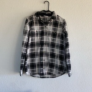 Time & Tru Black Pink Plaid Flannel Button Down Fleece Shacket Size S 4-6 - Picture 1 of 11