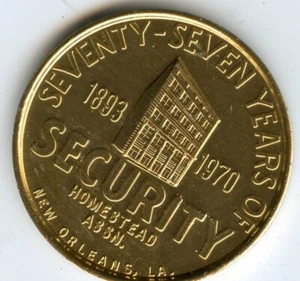 Mardi Gras Doubloon: Security Homestead Assn. 1970 - Picture 1 of 2