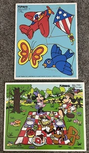 Playskool Vintage Disney Mickey/Minnie Picnic & Things That Fly Puzzles 🧩 - Picture 1 of 1
