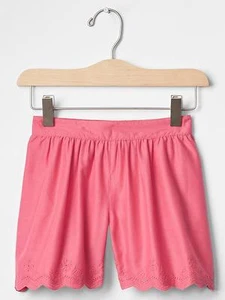 GAP Kids Eyelet Embroidered Cotton Shorts Scalloped Hem XS 4 5 Coral Pink NWT$30 - Picture 1 of 3