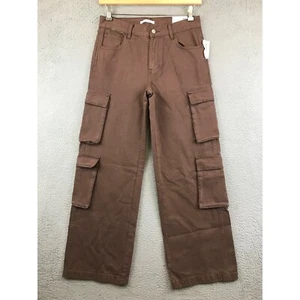 New Pac Sun Baggy 90s Cargo Utility Pants Brown wide leg size 26 - Picture 1 of 16