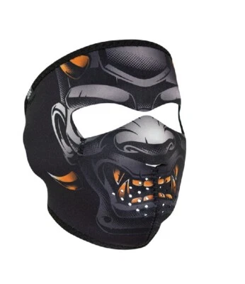 黑色橙色恶魔魔鬼全氯丁橡胶面罩滑雪骑手服装可翻转 — 第 1/2 张图片