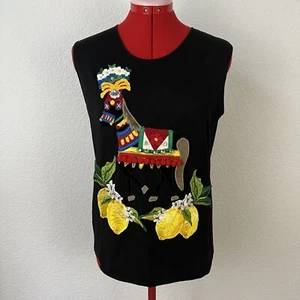 AUTHENTIC Dolce Gabbana Embroidered Sleeveless Tank Top Size 42 Small - Picture 1 of 12