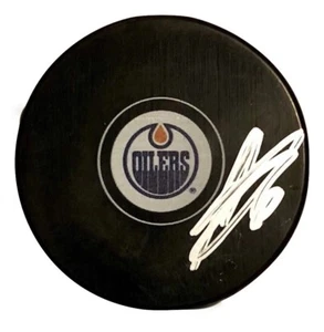 ADAM LARSSON AUTOGRAPHED SIGNED OFFICIAL PUCK EDMONTON OILERS w/COA - Picture 1 of 3